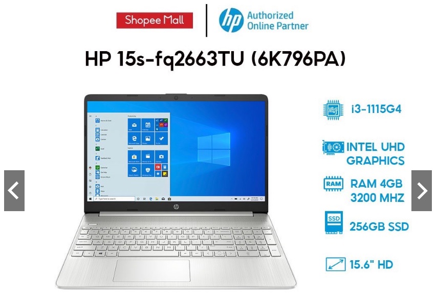 Laptop HP 15s-fq2663TU 6K796PA