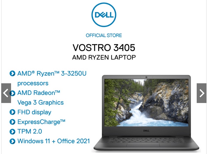 Laptop giá rẻ Dell Vostro 3405 AMD P132G002ABL