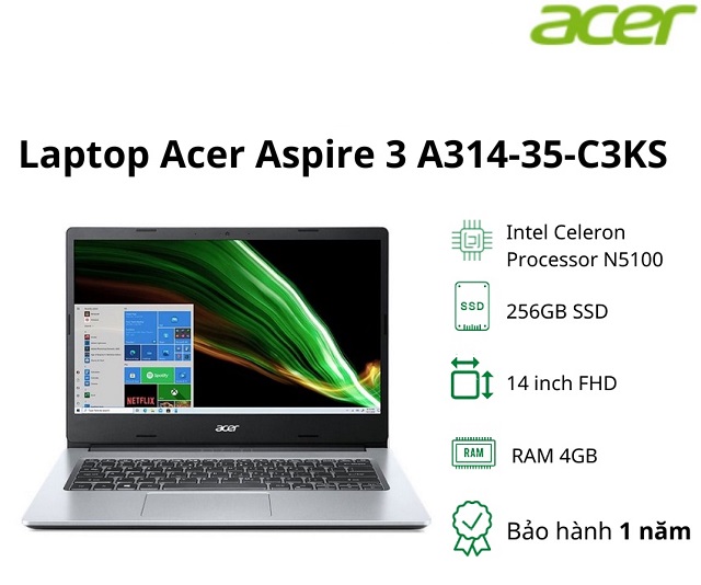 Acer Aspire 3 A314-35-C3KS (Bạc)