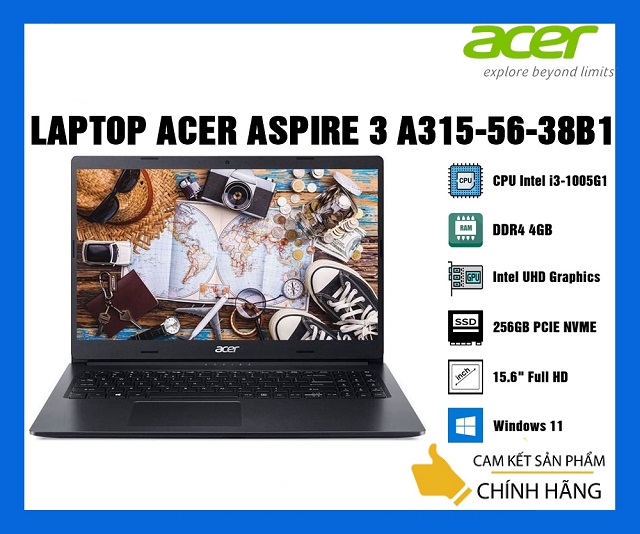 Acer Aspire 3 A315-56-38B1 (Đen)