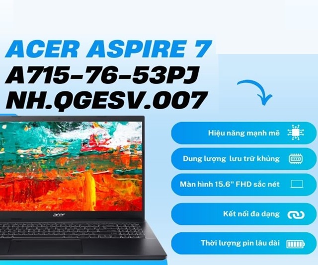 Acer Aspire 7 A715-76-53PJ (i5-12450H/16GB/512GB/Win11/Đen)