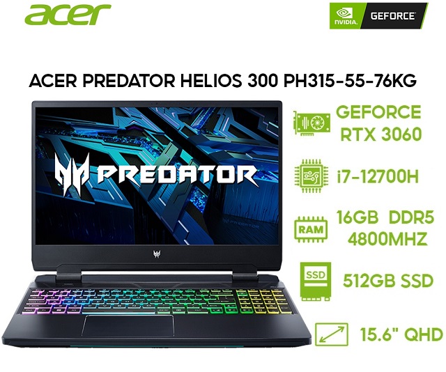 Acer Predator Helios 300 PH315-55-76KG (i7-12700H/RAM 16GB/512GB SSD)
