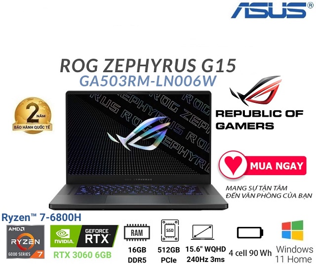 Asus ROG Zephyrus G15 GA503RM-LN006W (Xám)