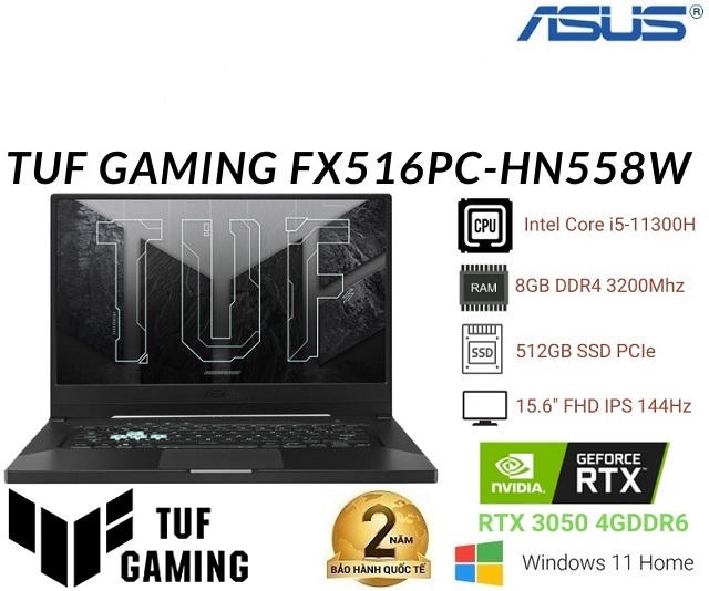 Asus TUF Dash Gaming F15 FX516PC-HN558W (Xám)