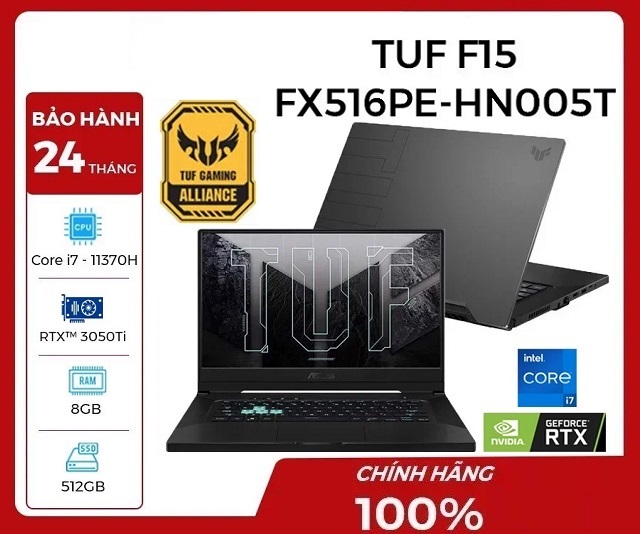 Asus TUF Dash Gaming F15 FX516PE-HN005T (Xám)