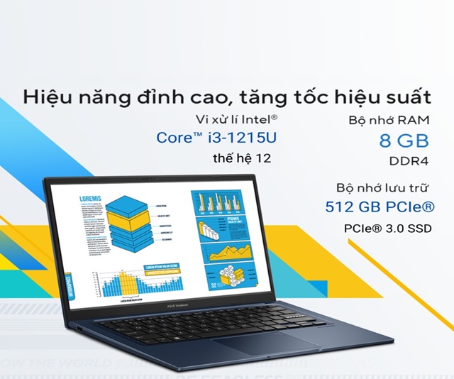 Asus VivoBook 14 X1404ZA-NK386W (i3-1215U/8GB/512GB/Win11/Xanh)