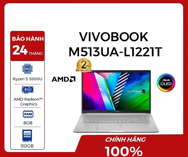 Asus VivoBook 15 M513UA-L1221T (AMD Ryzen 5-5500U/8GB/512GB/ Bạc)