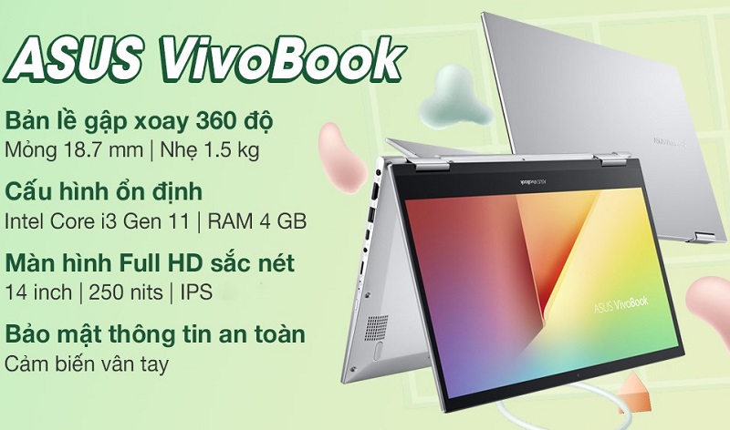 Asus VivoBook Flip TP470EA-EC346W (i3-1115G4/RAM 4GB/512GB SSD/ Bạc)