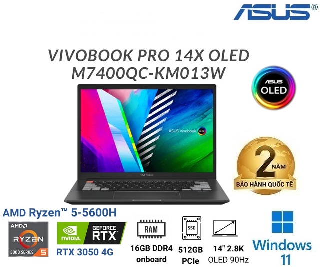 Asus VivoBook Pro 14X OLED M7400QC-KM013W (Xám)
