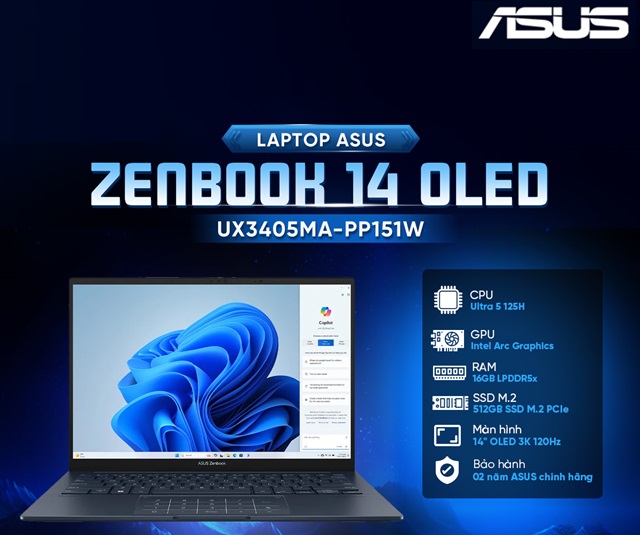 Asus Zenbook 14 OLED UX3405MA-PP151W (Ultra 5-125H/16GB/512GB/Win11)