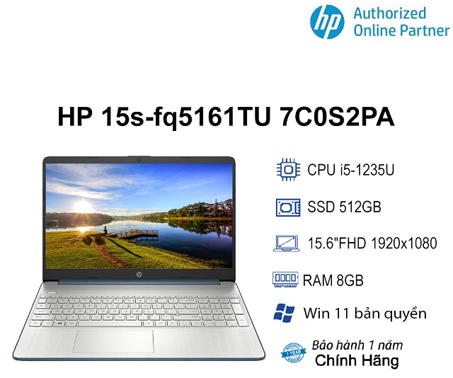 HP 15s-fq5161TU 7C0S2PA (i5-1235U/RAM 8GB/512GB SSD/ Blue)