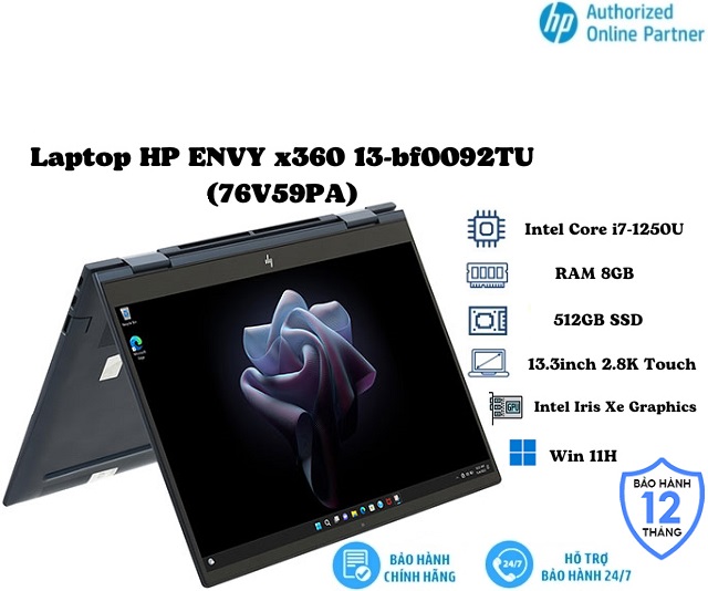 HP ENVY x360 13-bf0092TU 76V59PA (i7-1250U/RAM 8GB/512GB SSD/ Blue)