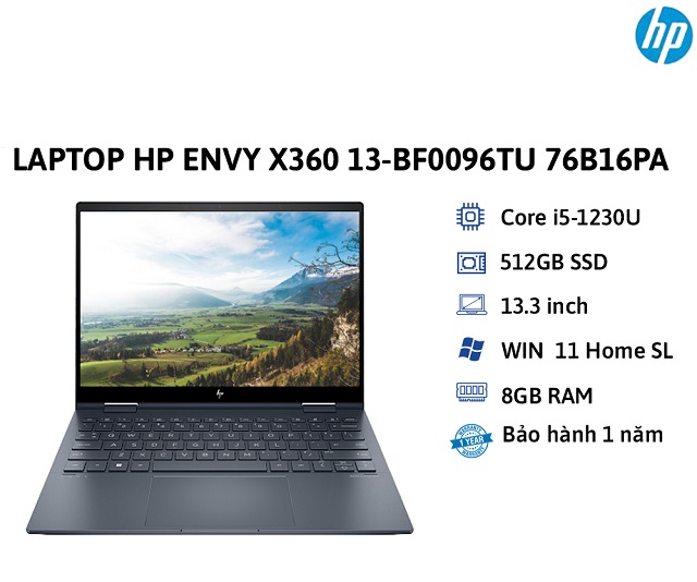 HP ENVY X360 13-bf0096TU 76B16PA (i5-1230U/RAM 8GB/512GB SSD/ Xanh)