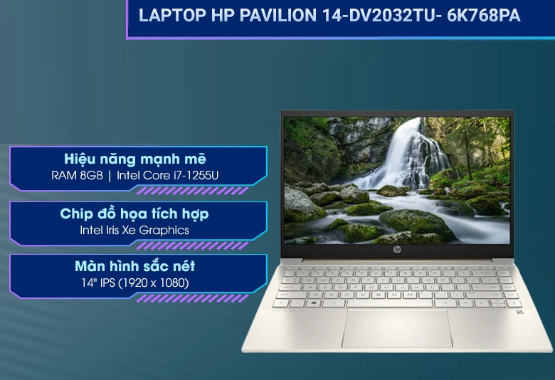 HP Pavilion 14-dv2032TU 6K768PA (i7-1255U/RAM 8GB/512GB SSD/ Gold)