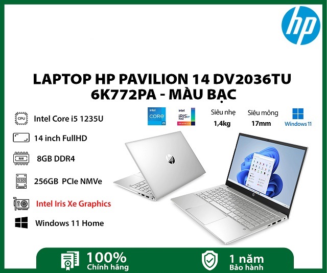HP Pavilion 14-dv2036TU 6K772PA (i5-1235U/RAM 8GB/256GB SSD/ Silver)