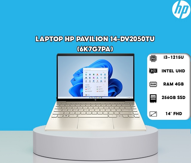 HP Pavilion 14-dv2050TU 6K7G7PA (i3-1215U/RAM 4GB/256GB SSD/ Gold)