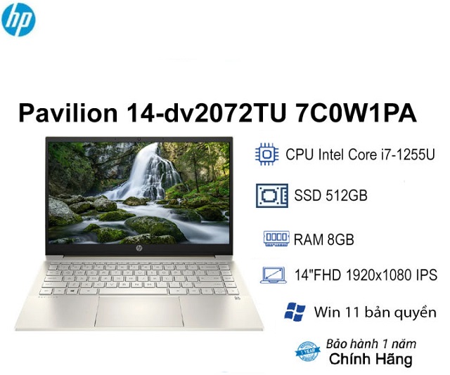 HP Pavilion 14-dv2072TU 7C0W1PA (i7-1255U/RAM 8GB/512GB SSD/ Gold)