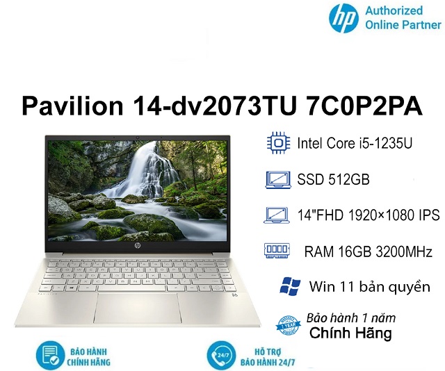 HP Pavilion 14-dv2073TU 7C0P2PA (i5-1235U/RAM 16GB/512GB SSD/ Gold)