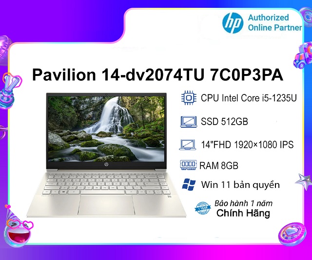 HP Pavilion 14-dv2074TU 7C0P3PA (i5-1235U/RAM 8GB/512GB SSD/ Gold)