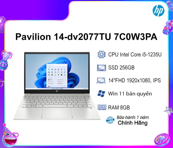 HP Pavilion 14-dv2077TU 7C0W3PA (i5-1235U/RAM 8GB/256GB SSD/ Silver)