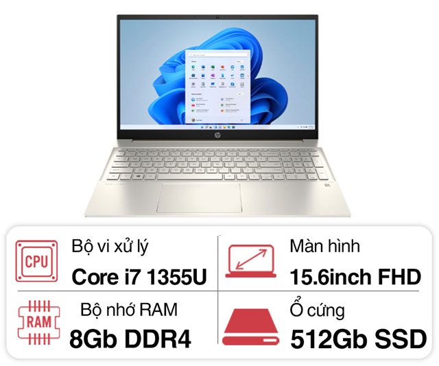 HP Pavilion 15-eg3092TU 8C5L3PA (i7-1355U/8GB/512GB/Win11/Vàng)