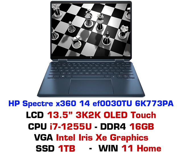 HP Spectre x360 14-ef0030TU 6K773PA (i7-1255U/ 16GB/ 1TB/ Blue)
