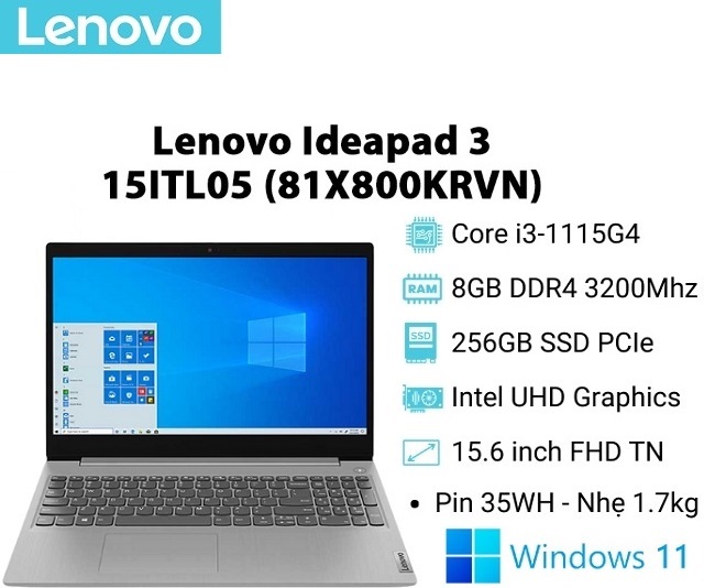 Lenovo IdeaPad 3 15ITL05 (81X800KRVN) (Xám)