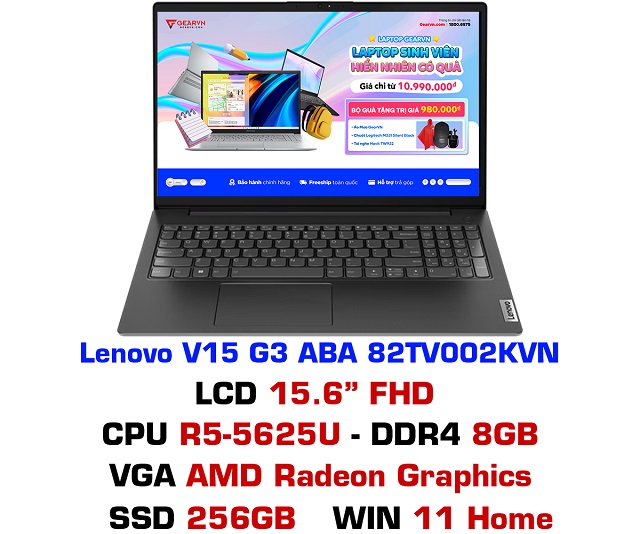 Lenovo V15 G3 ABA 82TV002KVN (AMD R5-5625U/RAM 8GB/256GB SSD/Black)