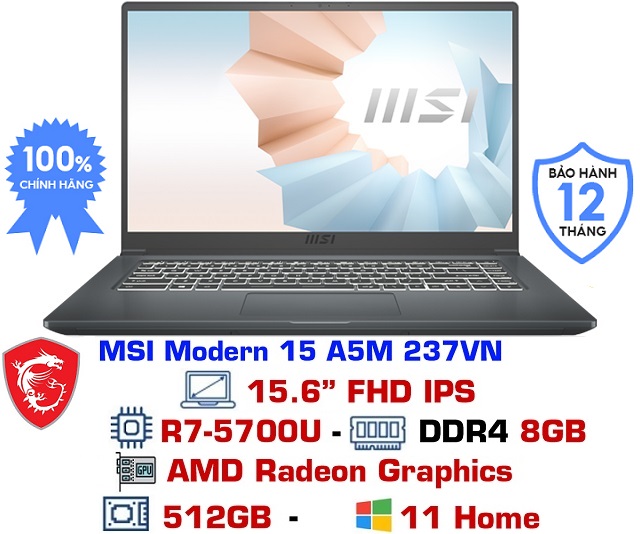 MSI Modern 15 A5M 237VN (Xám)