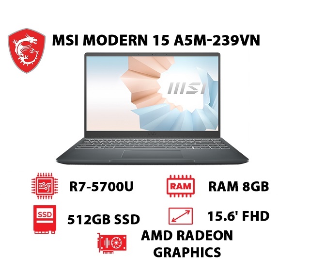MSI Modern 15 A5M-239VN (Xám)